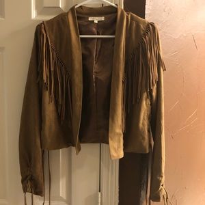 Suede fringe crop jacket
